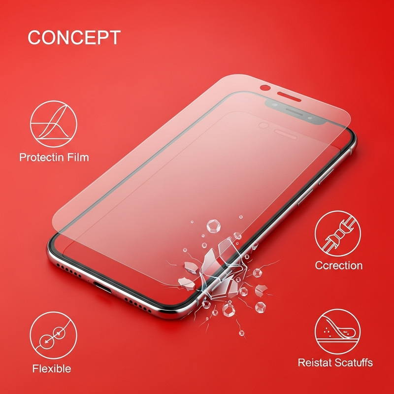 High-Resolution Red Smartphone Protective Film | Scratch Resistant High-Resolution Red Smartphone Protective Film | Scratch Resistant
