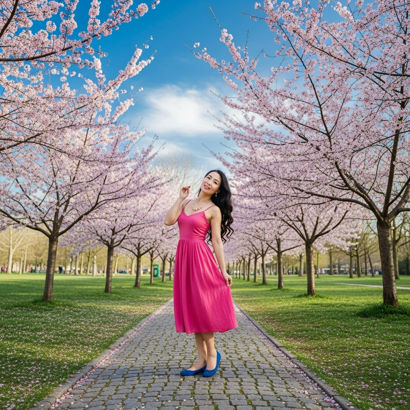 Hitomi Tanaka: Asian Woman under Cherry Blossom Trees