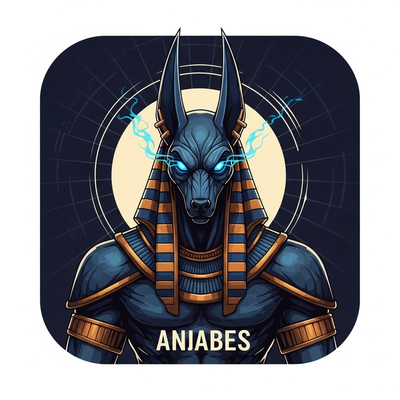 Colossal Anubis Icon with Mysterious Blue Eyes & Otherworldly Aura Colossal Anubis Icon with Mysterious Blue Eyes & Otherworldly Aura