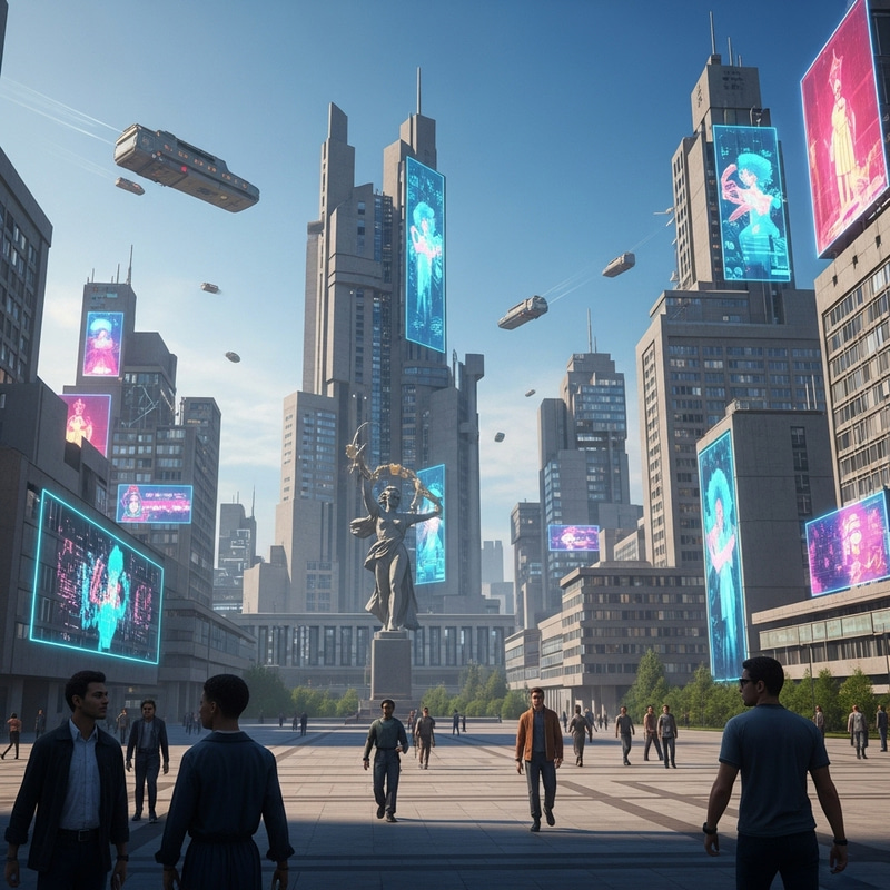 Soviet Union Futuristic Cityscape: Retro Future Aesthetics