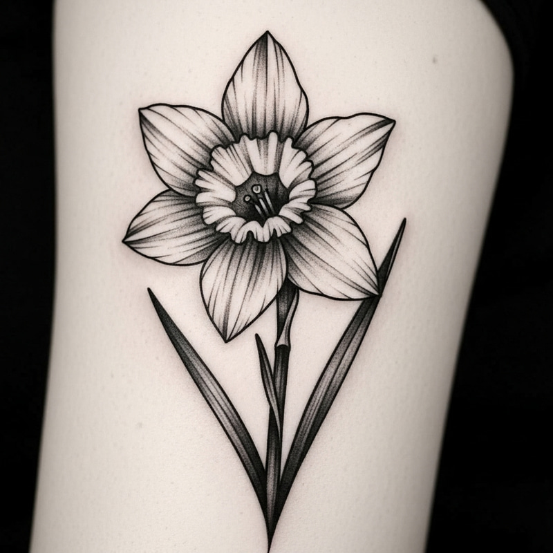 Minimal Narcissus Flower Tattoo Design Minimal Narcissus Flower Tattoo Design