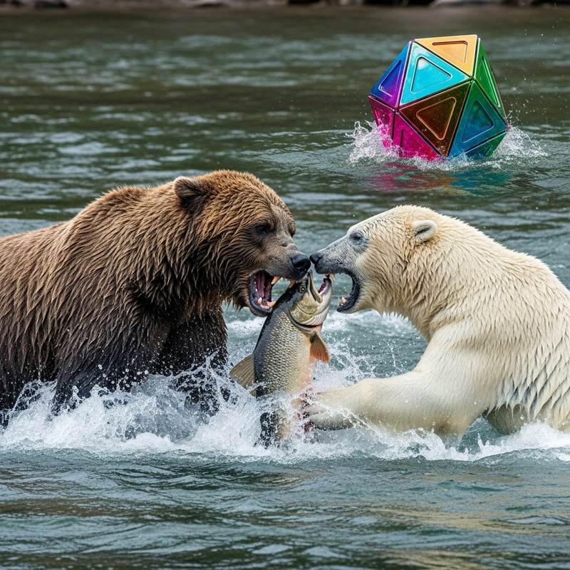 Raging Bear Battle in River | Vibrant Geo-Object Raging Bear Battle in River | Vibrant Geo-Object