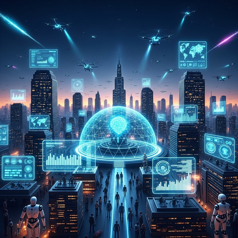 Futuristic Sci-Fi AI Cityscape: A Glimpse into Advanced Artificial Intelligence