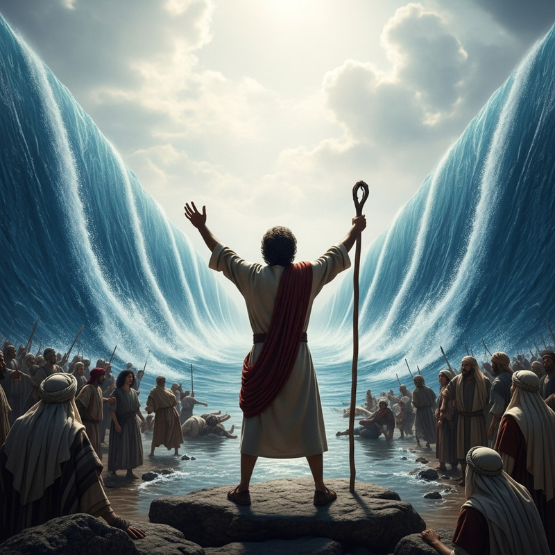 Biblical Exodus: Dramatic Red Sea Crossing Biblical Exodus: Dramatic Red Sea Crossing