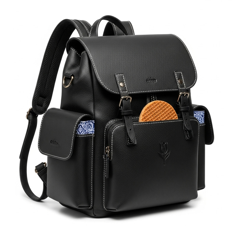 New Black Leather Backpack Design for Dutch Individuals