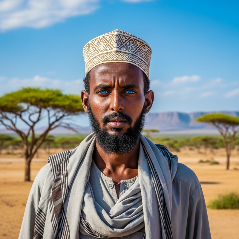 Somali Man with Bright Blue Eyes