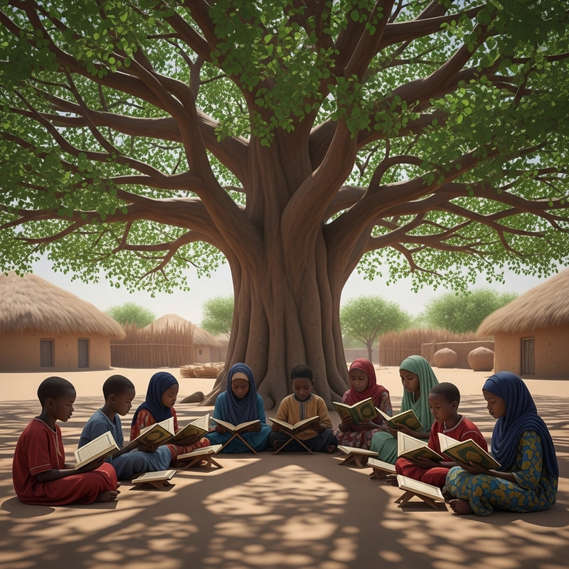Kids Reading Quran in Serene Chad Setting Kids Reading Quran in Serene Chad Setting