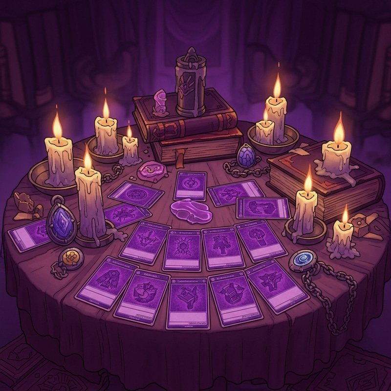 Enchanting Purple Cards and Mystical Decor Enchanting Purple Cards and Mystical Decor