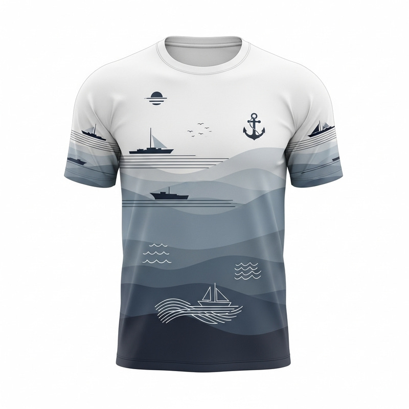 Minimalist Sports T-Shirt Design for Naval Cadets | Blue & Gray Theme