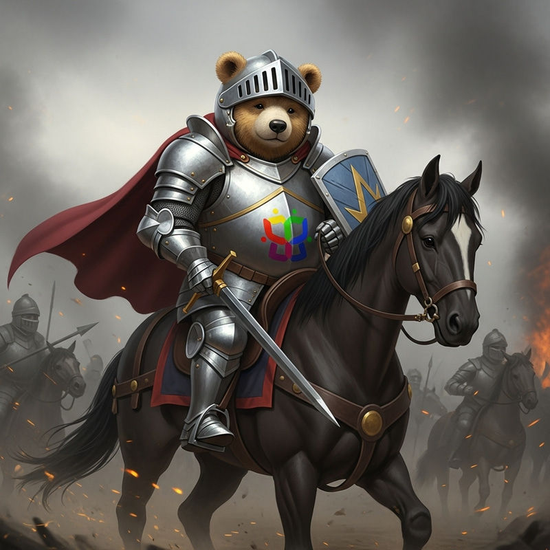 Bear Knight Warrior on Dark Horse - Victorious Journey Bear Knight Warrior on Dark Horse - Victorious Journey