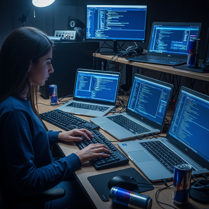 Darkroom WiFi Hacker | Multitasking Tech Pro