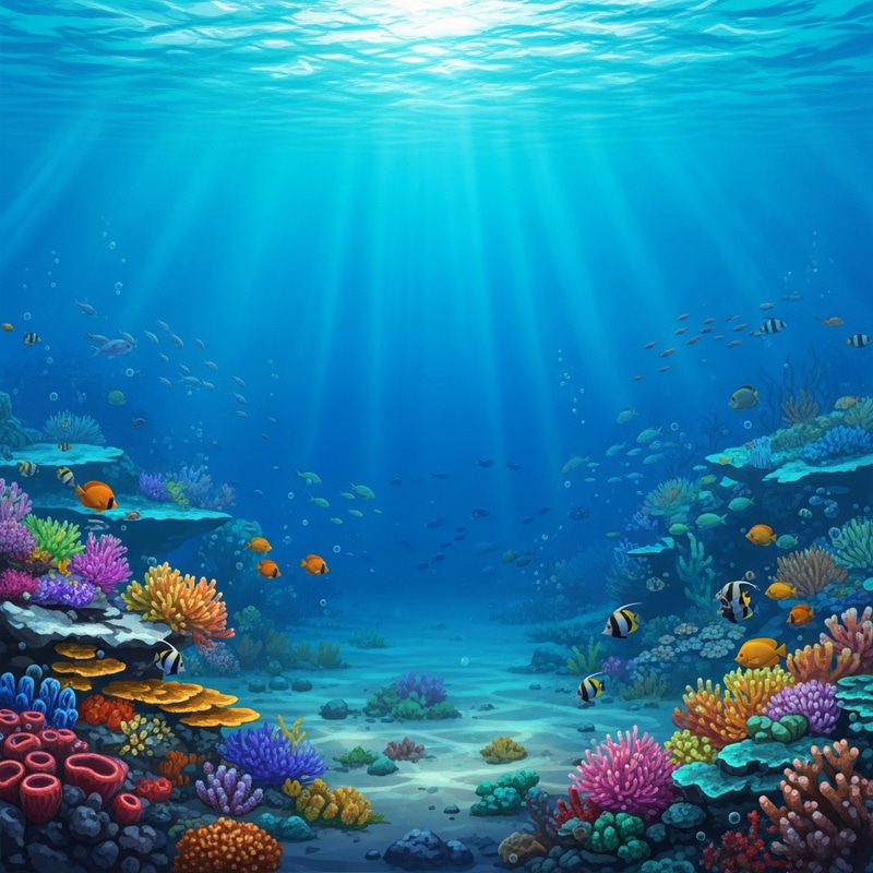 Vibrant Blue Underwater Ocean Background for 2D Games Vibrant Blue Underwater Ocean Background for 2D Games