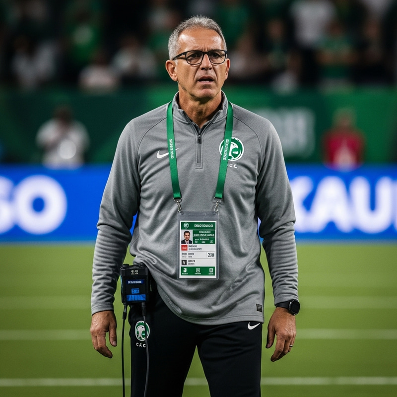 Saudi Football Coach on Field in Modern Photographic Style | Unique Sporting Vibe