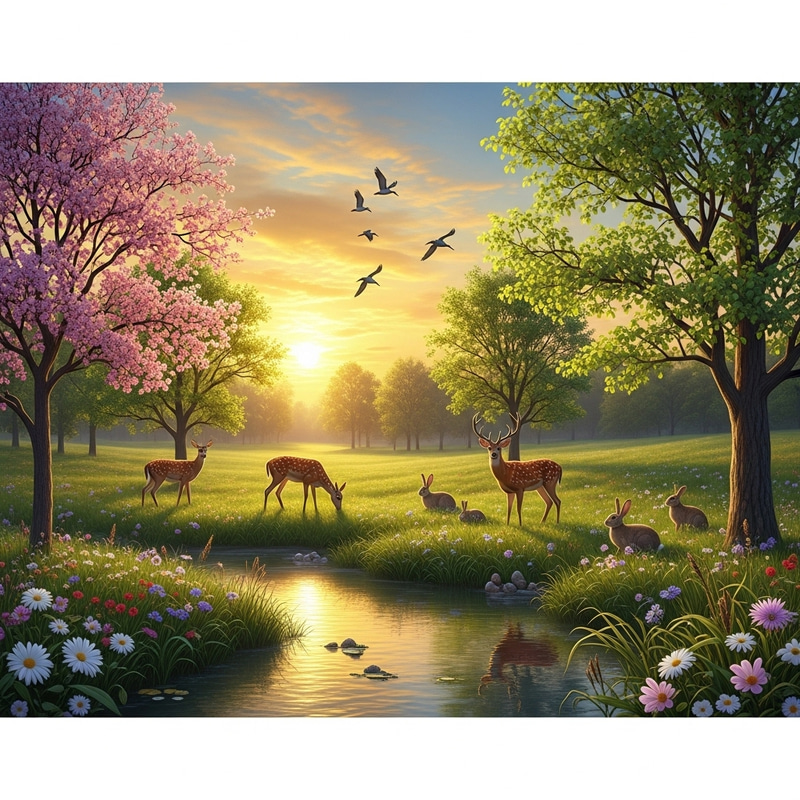 Tranquil Nature Scene with River & Wildlife Tranquil Nature Scene with River & Wildlife