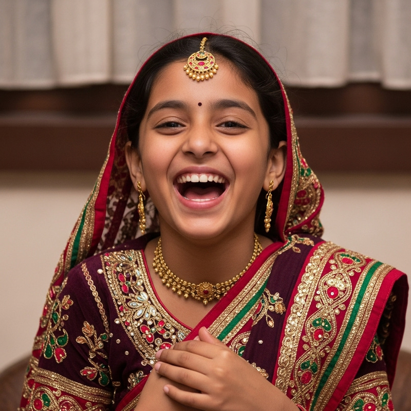Laughing Girl in Traditional Clothing Laughing Girl in Traditional Clothing