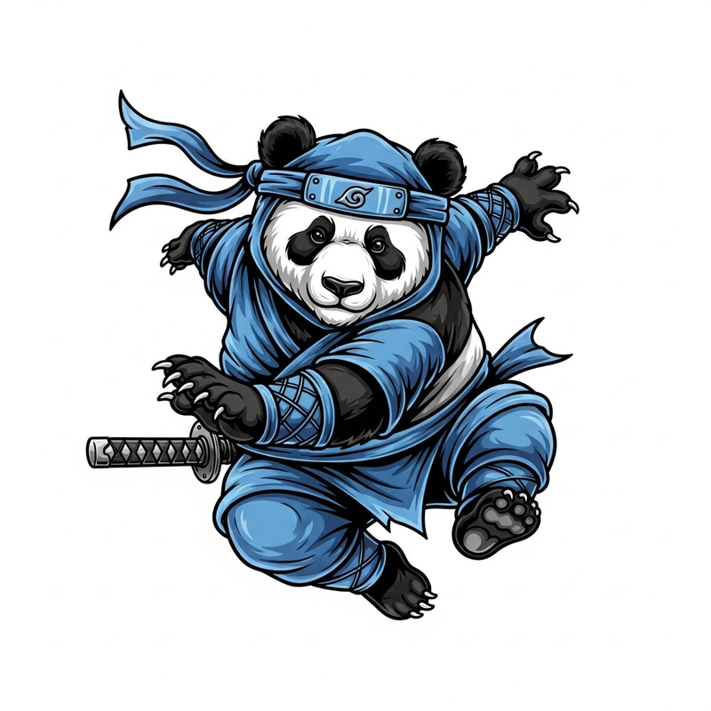 Detailed Ninja Panda Vector Illustration for Your Creative Needs Detailed Ninja Panda Vector Illustration for Your Creative Needs