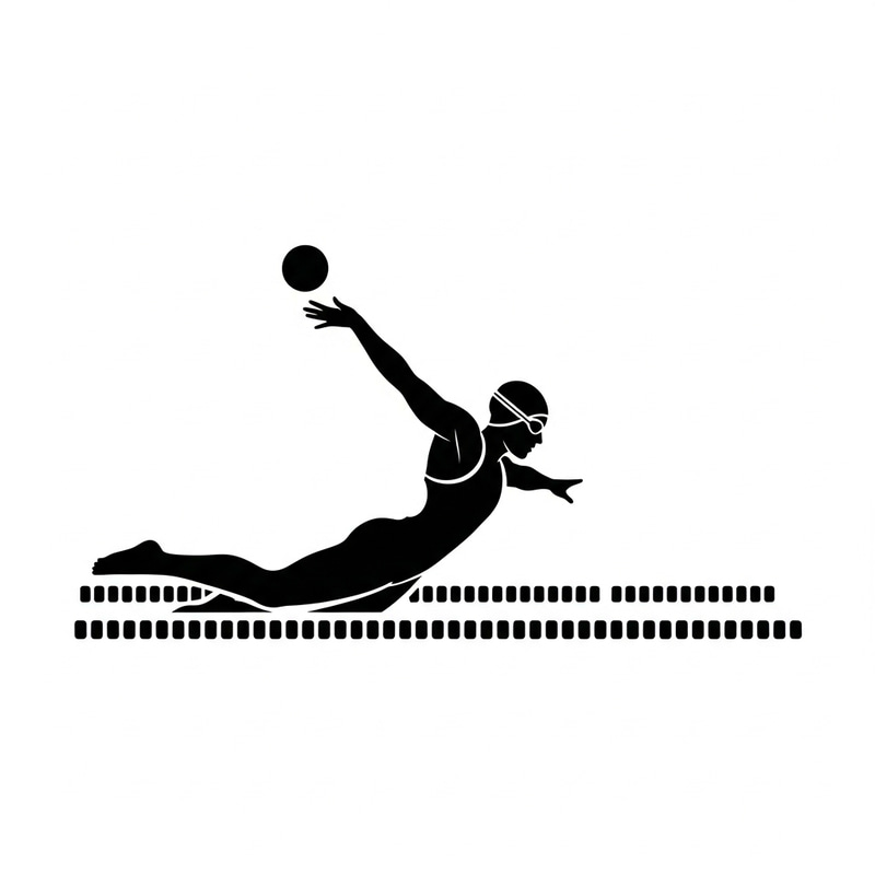 Simple Graphic of Elite Olympic Swimmer Silhouette on White Background