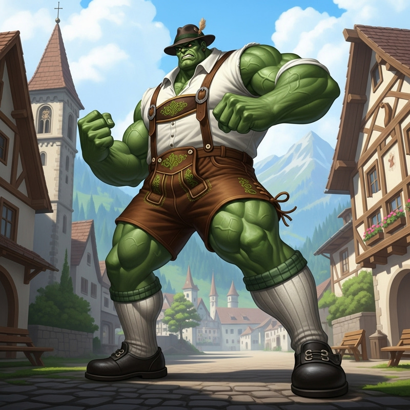 German Hulk in Lederhosen German Hulk in Lederhosen