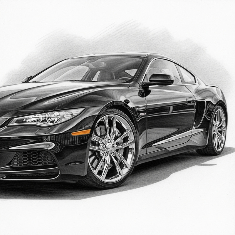 Detailed Pencil Sketch of Black Car - Stunning Artwork