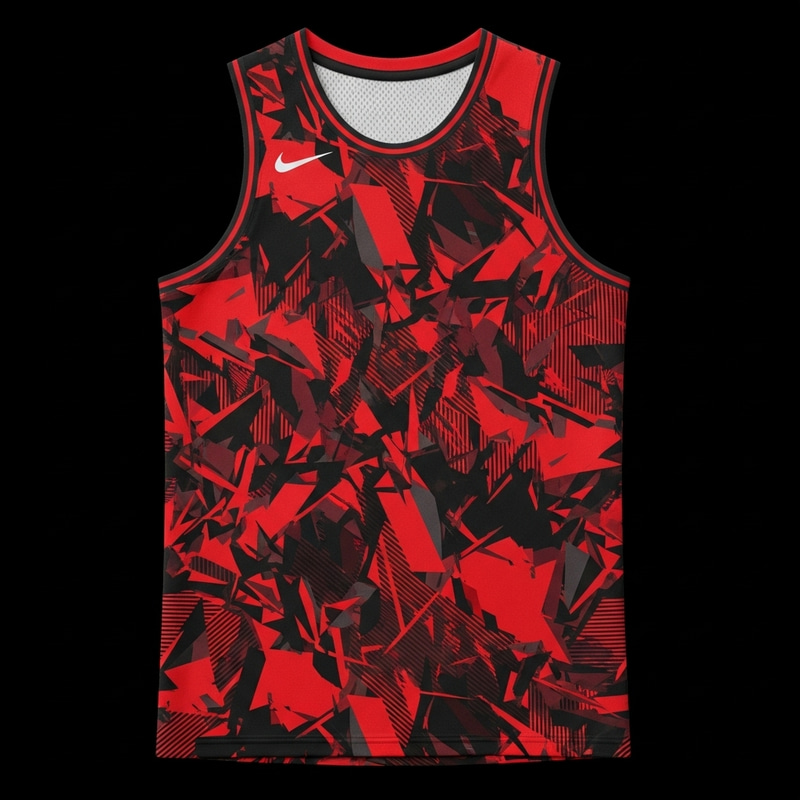 Black and Red Abstract Basketball Jersey Designs - NBA Concept