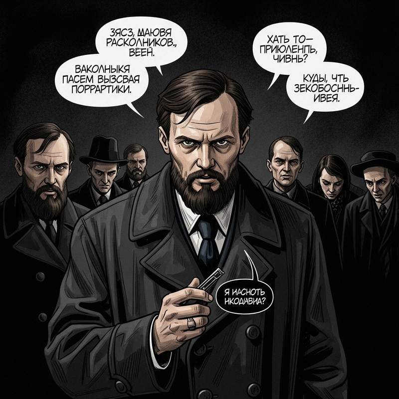 Crime and Punishment Scene in Graphic Novel Style Artwork | Raskolnikov's Moment of Crime