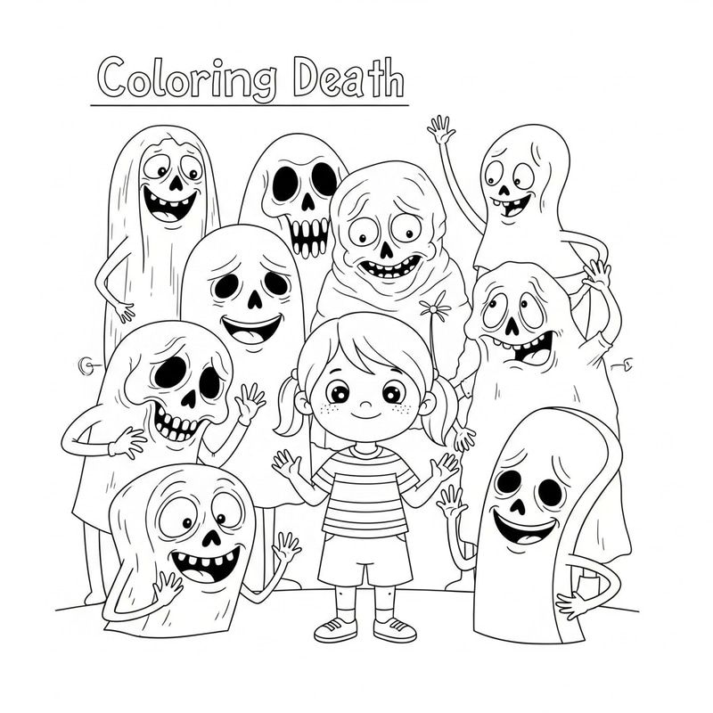 Exaggerated Death Cartoon Coloring Book for Children Exaggerated Death Cartoon Coloring Book for Children