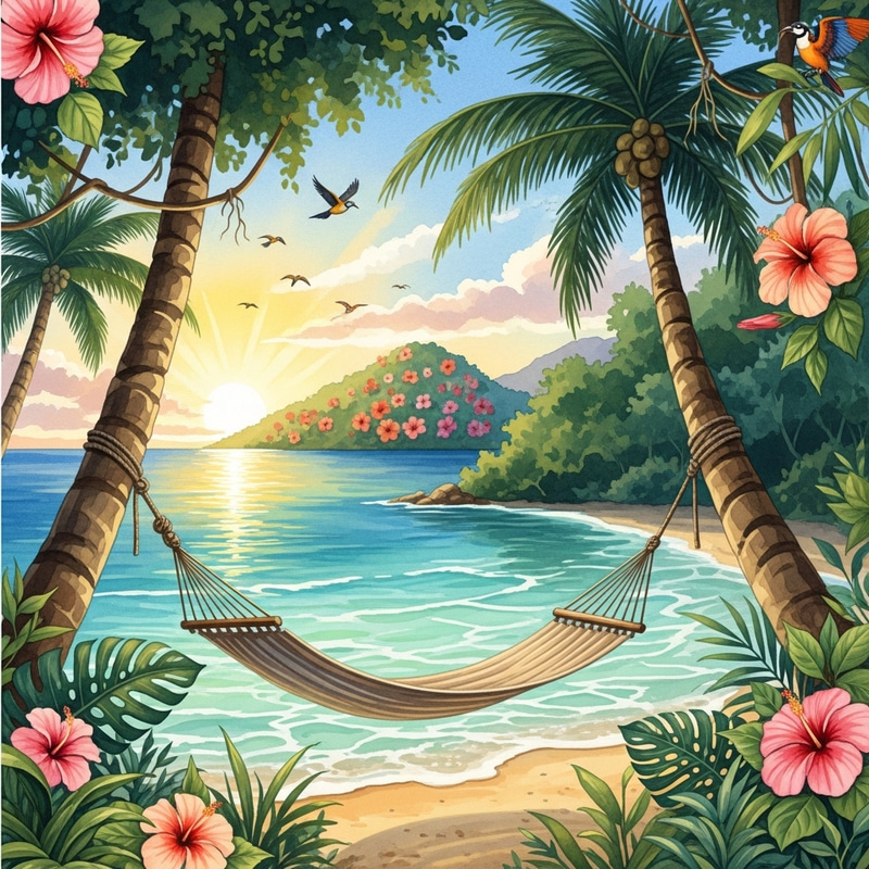 Explore Tropical Paradise in Watercolor Explore Tropical Paradise in Watercolor