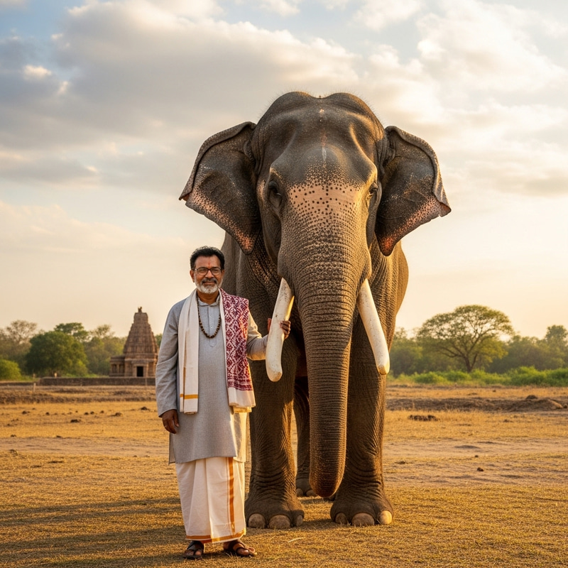 Majestic Elephant and Modi in Traditional Attire Majestic Elephant and Modi in Traditional Attire