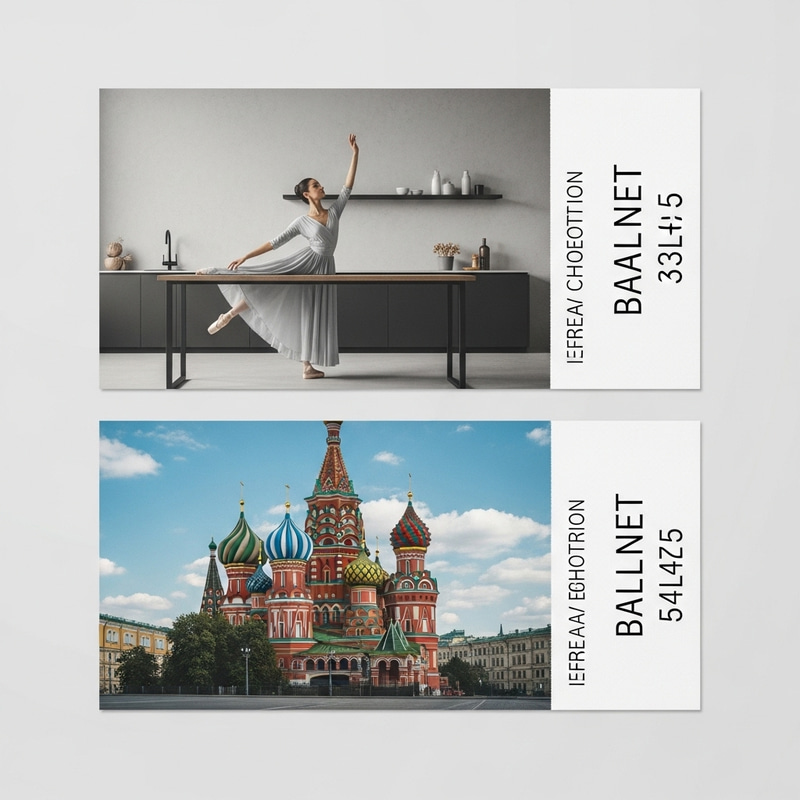 Modern Ballet Ticket Design with Russian Influence Modern Ballet Ticket Design with Russian Influence