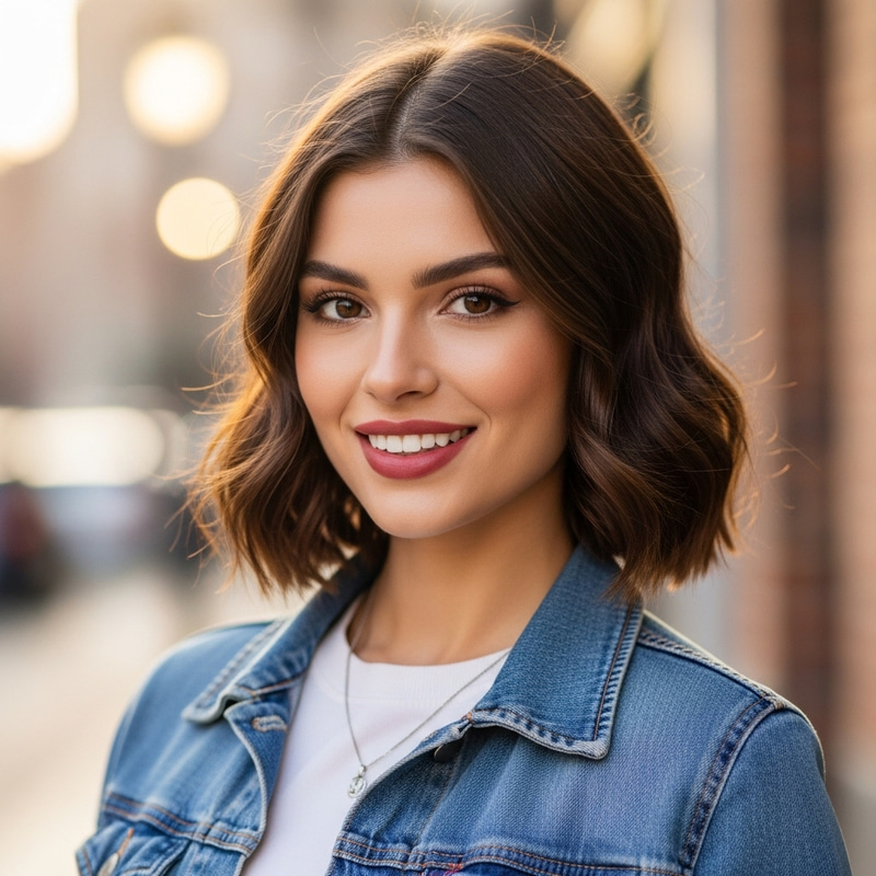Captivating Beauty: Gorgeous Teen with Brown Bob Cut Hair Captivating Beauty: Gorgeous Teen with Brown Bob Cut Hair