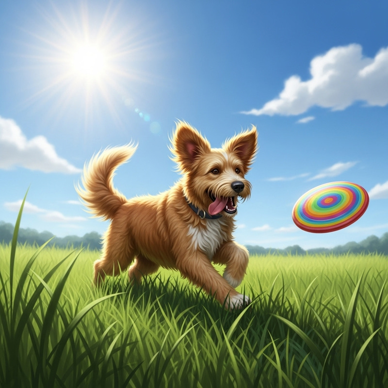 Adorable Dog with Shaggy Golden Fur in Scenic Setting