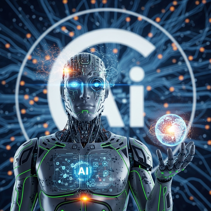 Realistic Male AI Robot Illustration