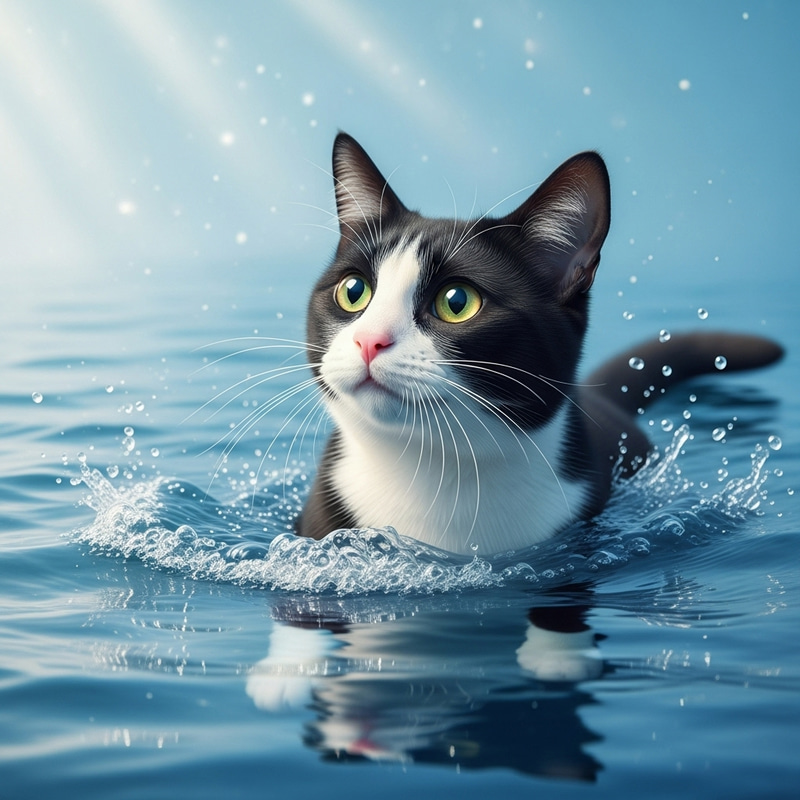 Tuxedo Cat's Underwater Adventure: Curious Feline Explores the Sea Tuxedo Cat's Underwater Adventure: Curious Feline Explores the Sea