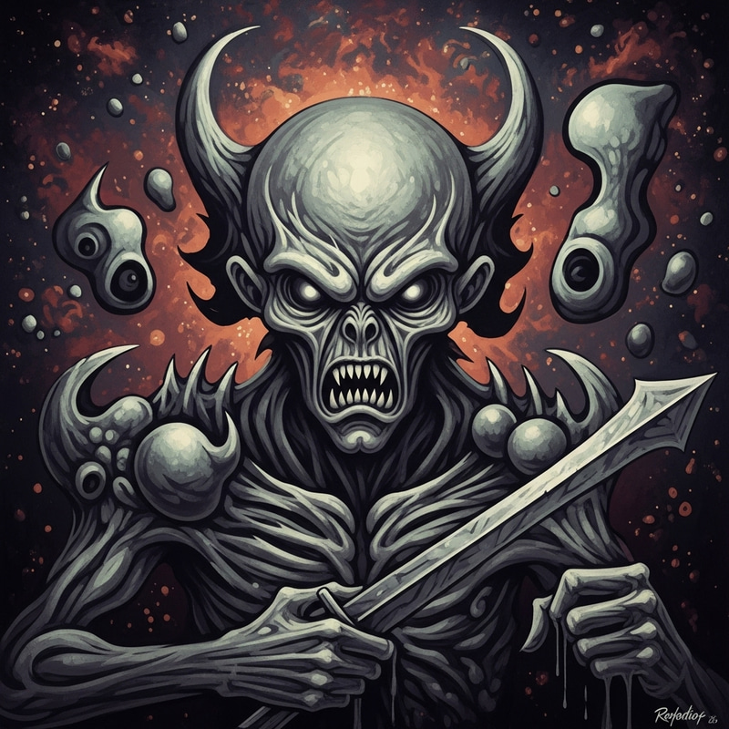 Eldritch Entity in Abstract Expressionism: Ominous Cosmic Dread