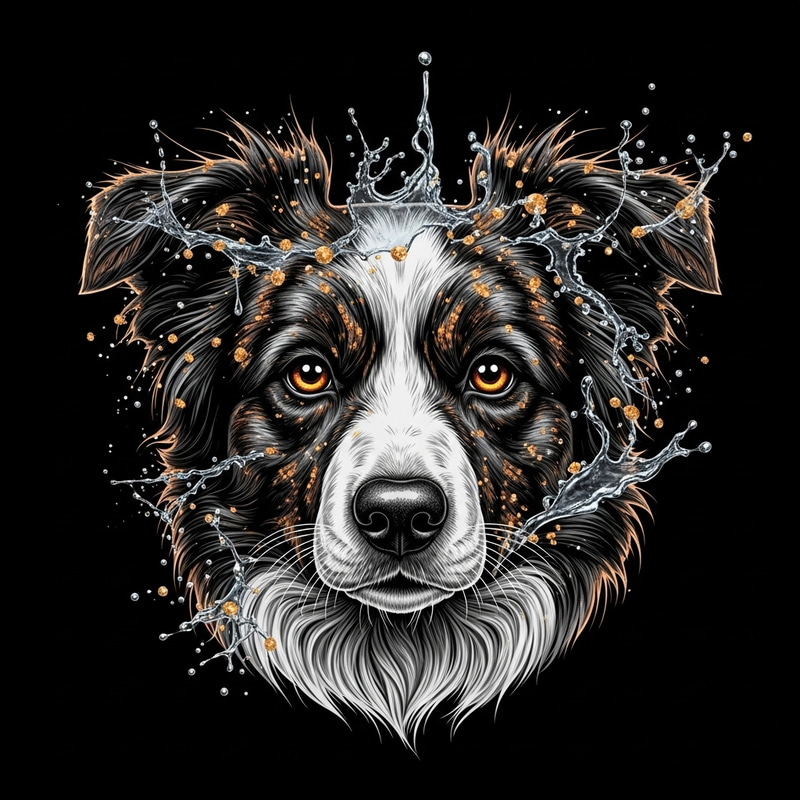 Cute Border Collie Tee Shirt Design | Hyperdetailed Eyes Cute Border Collie Tee Shirt Design | Hyperdetailed Eyes