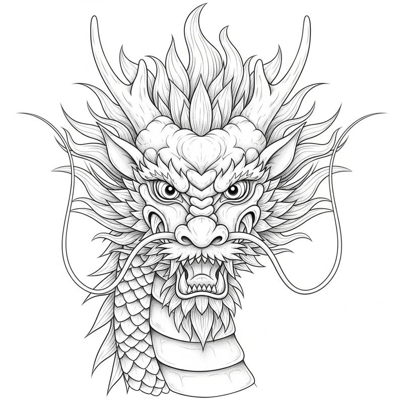 Chinese Wise Dragon Head Drawing Chinese Wise Dragon Head Drawing