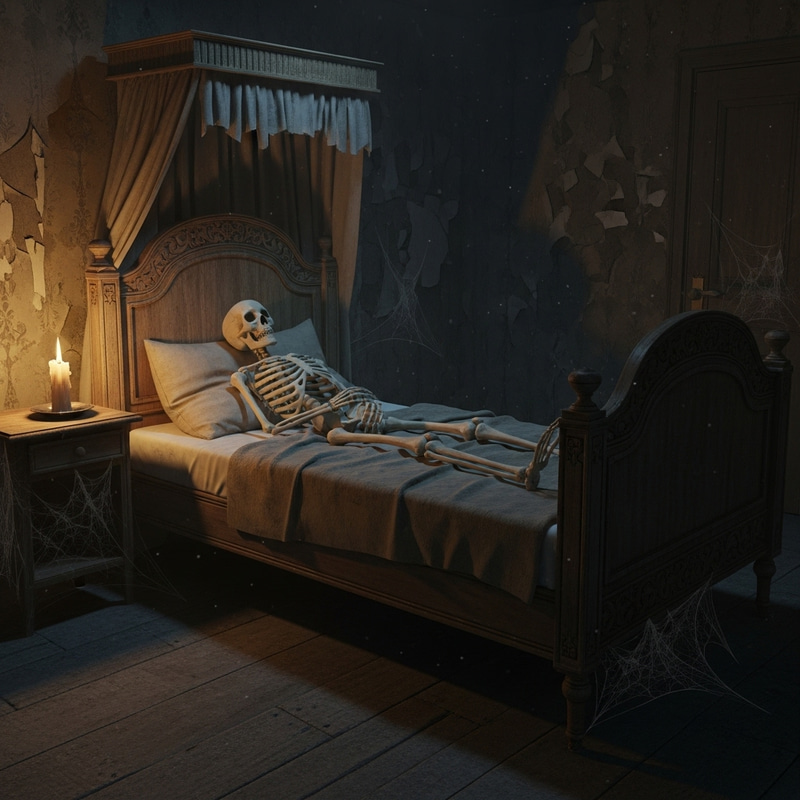 Skeleton in Bed: A Haunting Image