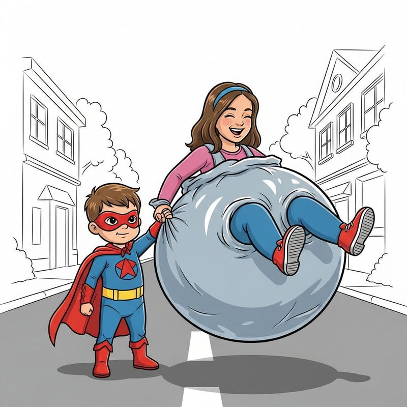 Inflated Superhero Toddler Rescues Delighted Teen Girl Inflated Superhero Toddler Rescues Delighted Teen Girl