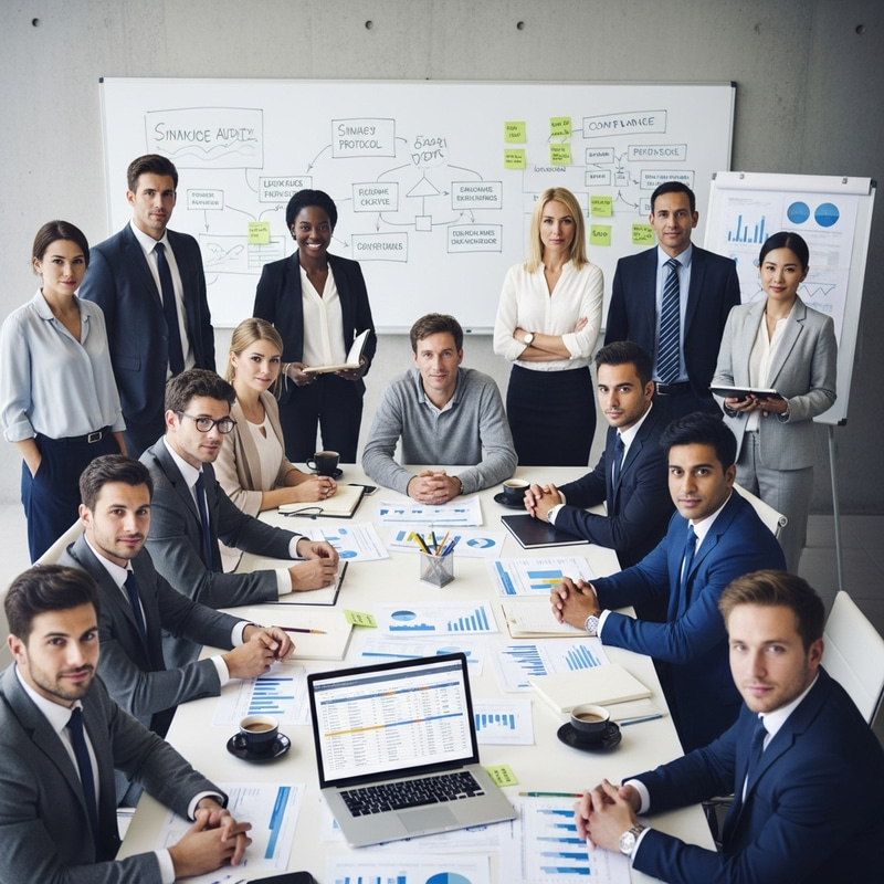 Diverse Group Conducting Audit for Financial Compliance