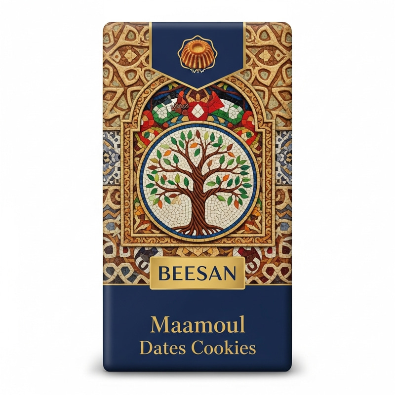 Vibrant Maamoul Dates Cookies Packaging | Cultural Tribute to Palestine Vibrant Maamoul Dates Cookies Packaging | Cultural Tribute to Palestine