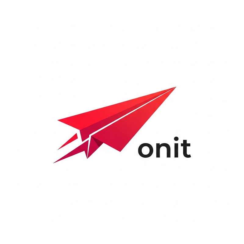 Innovative Red Paper Plane BI Icon Design for onit Brand
