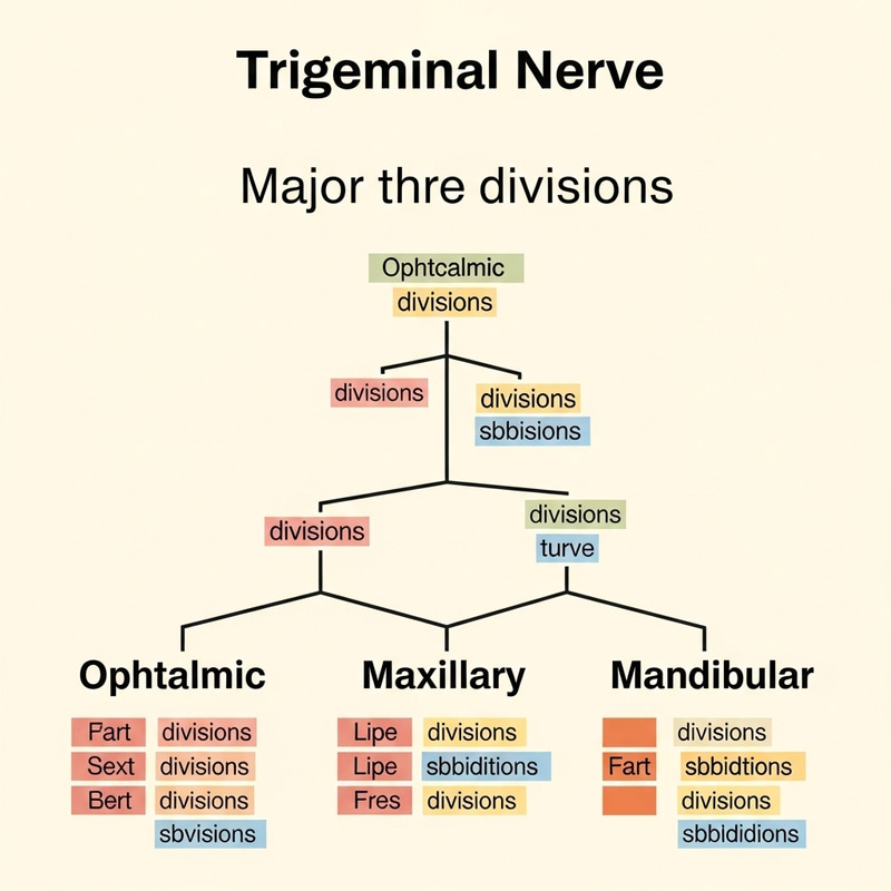 Trigeminal Nerve Branches & Subdivisions Diagram