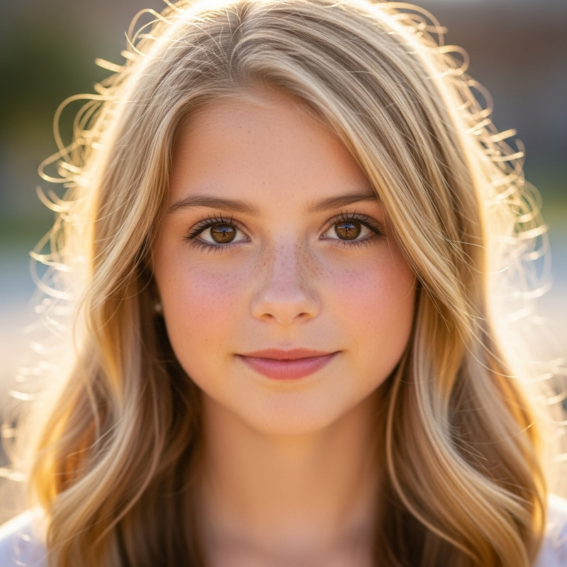 Blonde Girl with Big Brown Eyes - Stunning Portrait