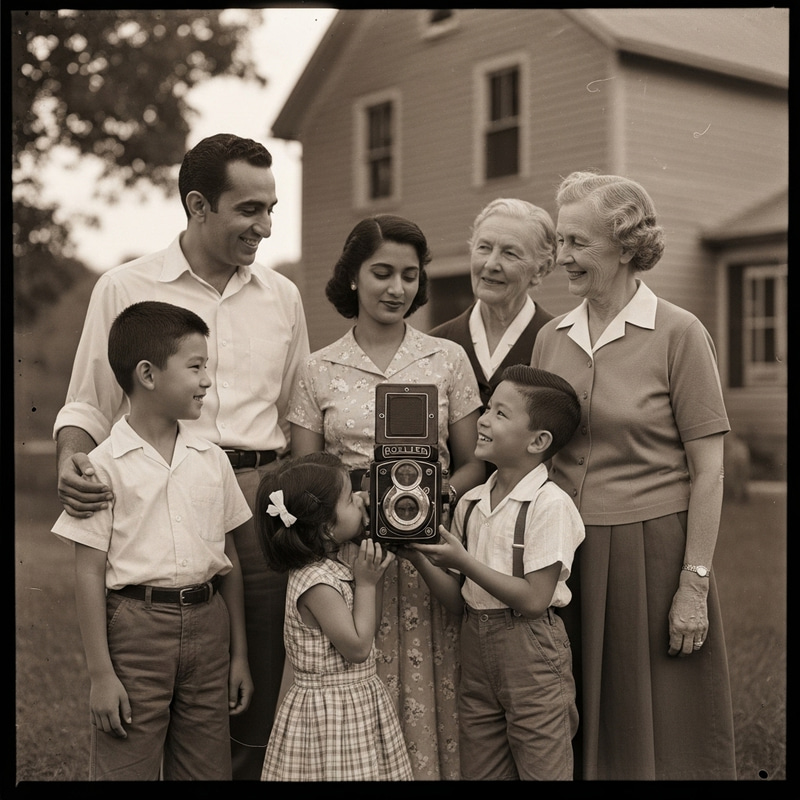 Vintage Family Portrait in 1950s Style Vintage Family Portrait in 1950s Style