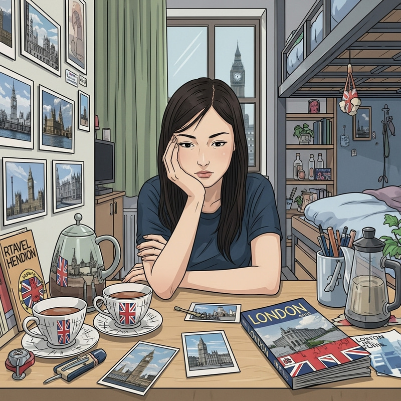 Asian Girl's Despair: Captivating Her Longing for London in Shanghai Studio Asian Girl's Despair: Captivating Her Longing for London in Shanghai Studio