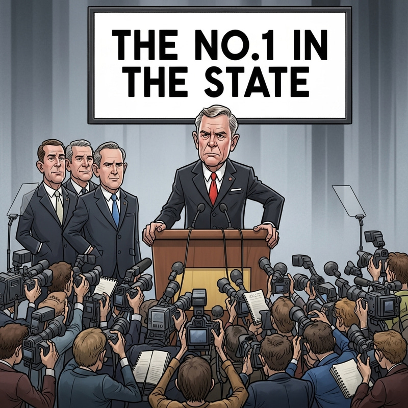 The No.1 in the State - Political Cartoon on Podium The No.1 in the State - Political Cartoon on Podium