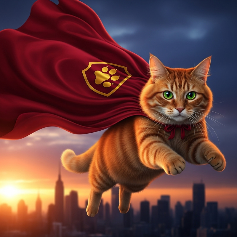 Heroic Cat Cape - Cute Feline Hero Outfit