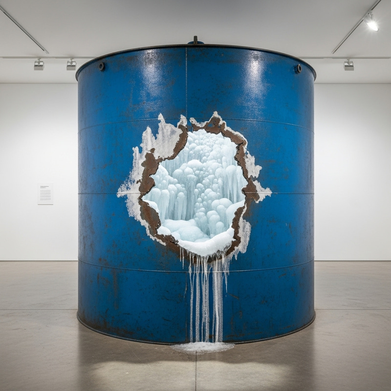 Frozen Blue Storage Tank Displayed in Gallery Frozen Blue Storage Tank Displayed in Gallery