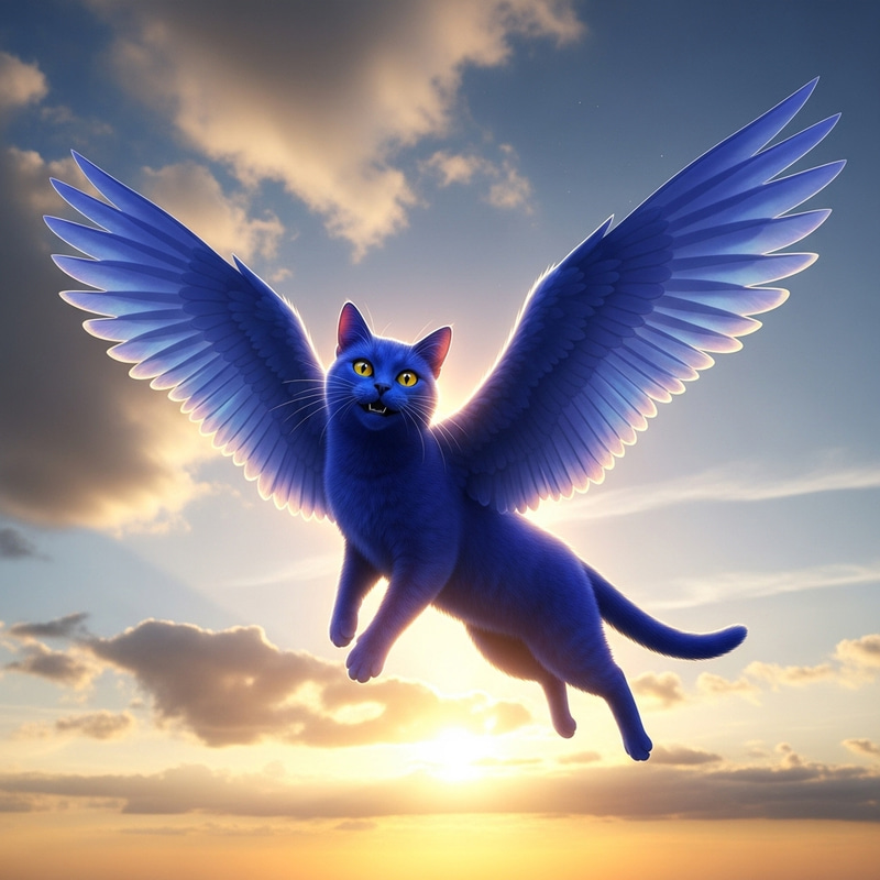 Blue Cat Flying in the Sky Blue Cat Flying in the Sky