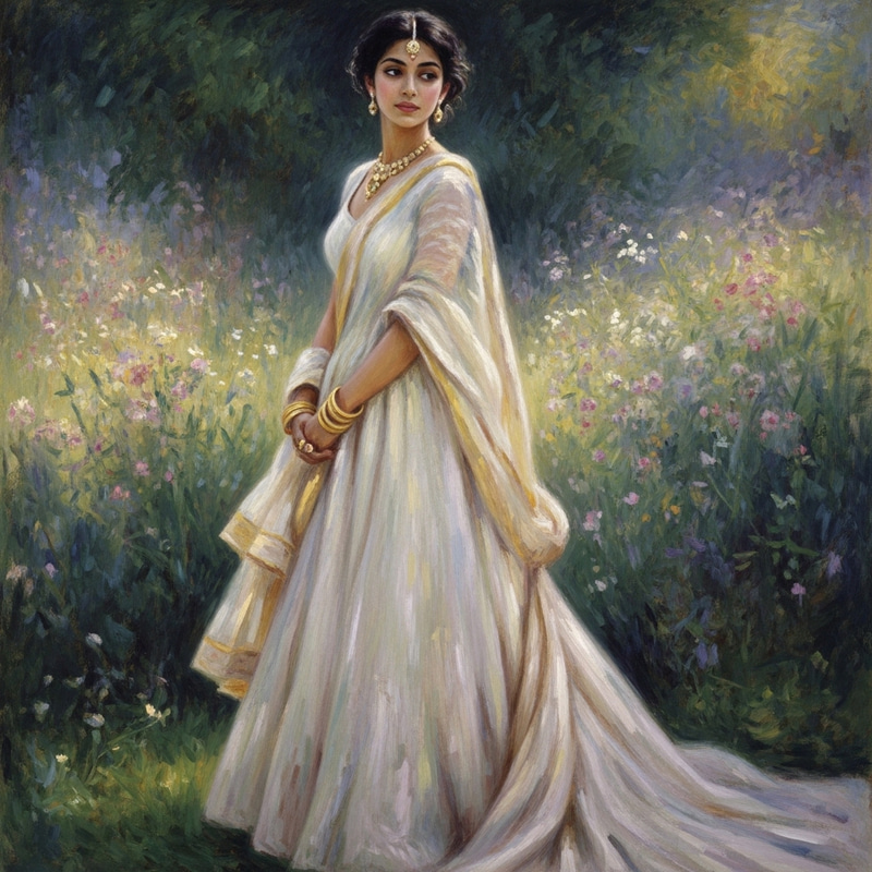 Graceful Woman in Flowing Gown | Dreamlike Impressionist Portrait Graceful Woman in Flowing Gown | Dreamlike Impressionist Portrait